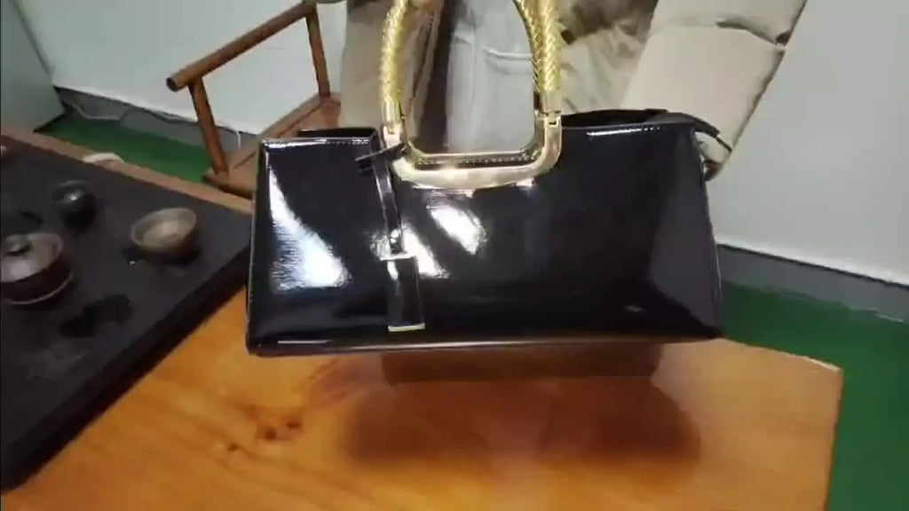 Women's Glossy PU Leather Shoulder Handbag Wedding Clutch Bridal Party Evening Bag