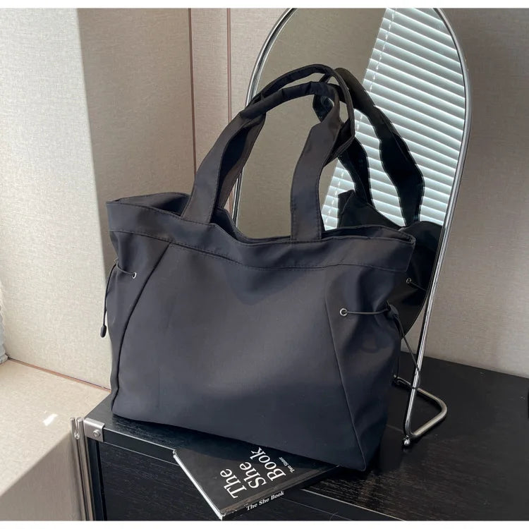 Casual Large Capacity Tote Bag for Women - Simple Aesthetic Drawstring Shoulder Bag - JStorehub 