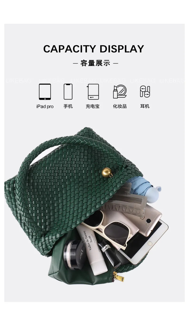 Woven Bag Women PU Leather Single Shoulder Bag - SalmanStore 