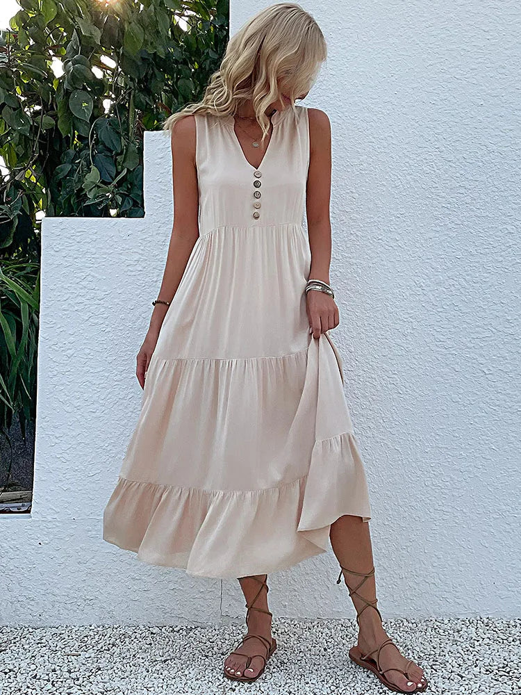 Women Dresses: Casual Summer Midi Dress - Salman Store