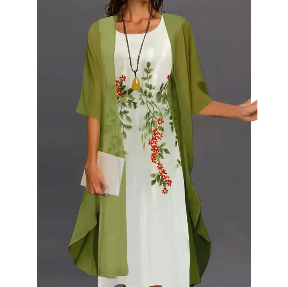 Women Dresses: Casual Knit Floral A-Line Dress | Salman Store
