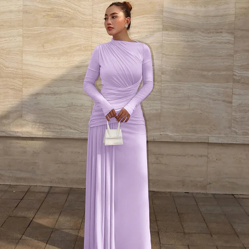 Elegant Women Dresses: Irregular Pleated Maxi Dress | Salman Store