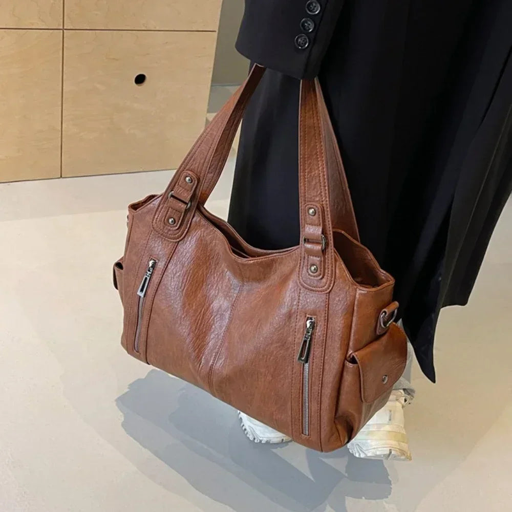 Soft Interior Shoulder Bag 2026 - High Quality Contrasting Color PU Handbag for Wome - JStorehub 