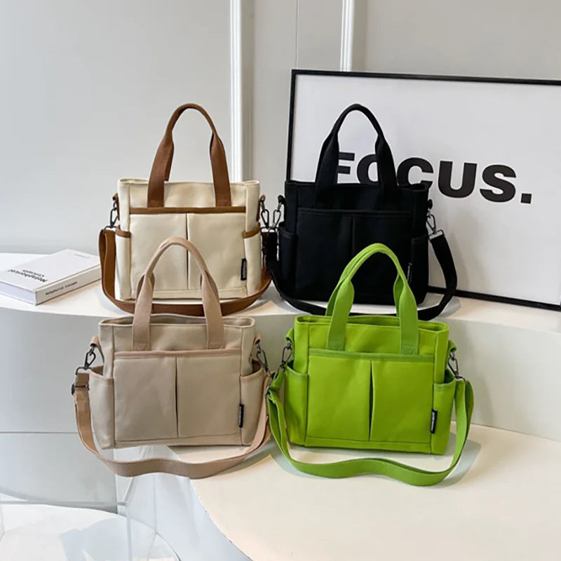 Women's Bag Multiple Pockets Shoulder Bag Large Capacity Canvas - SalmanStore 