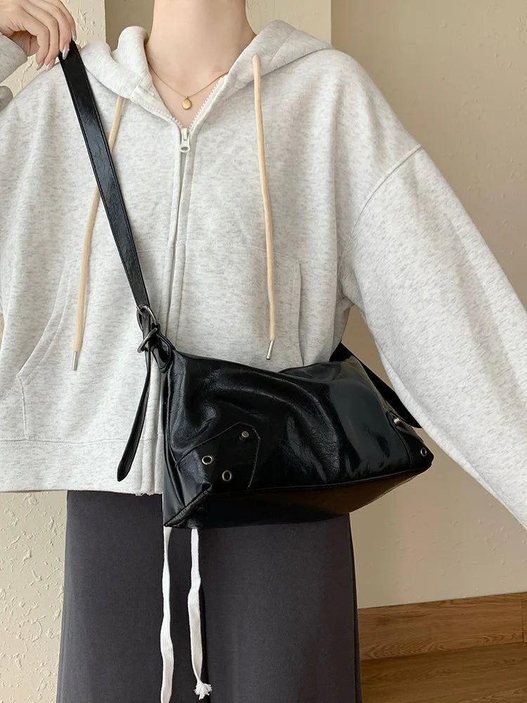 PU Leather Retro Underarm Bag for Women - Y2K Vintage Small Crossbody Handbag - JStorehub 