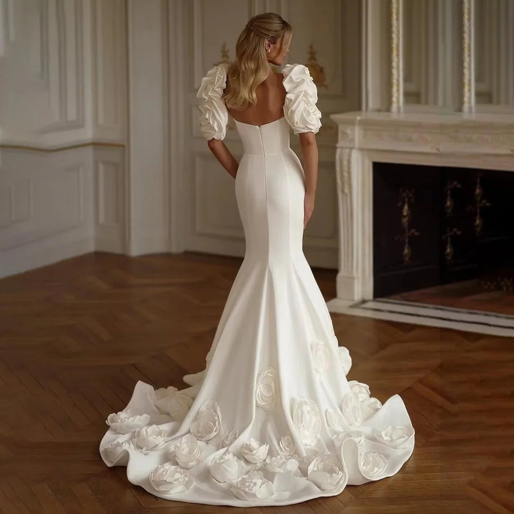 Beach Boho Wedding Dress - Off Shoulder Boat Neck Pleated Bridal Gown - JStorehub 