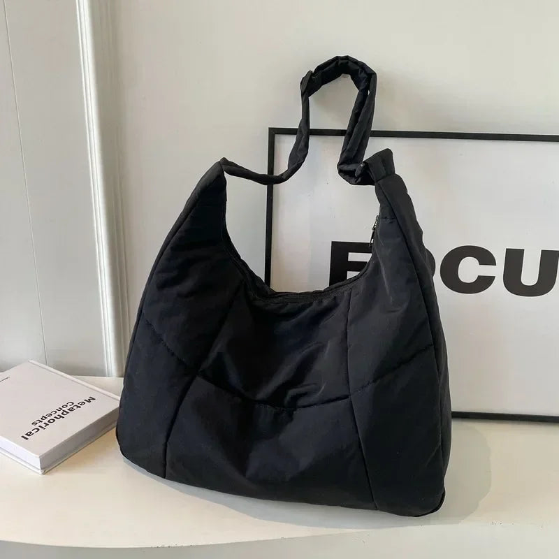 Trendy Women's Soft Cloth Shoulder Bag - Solid Color Y2K Casual Big Crossbody Bag 2026
