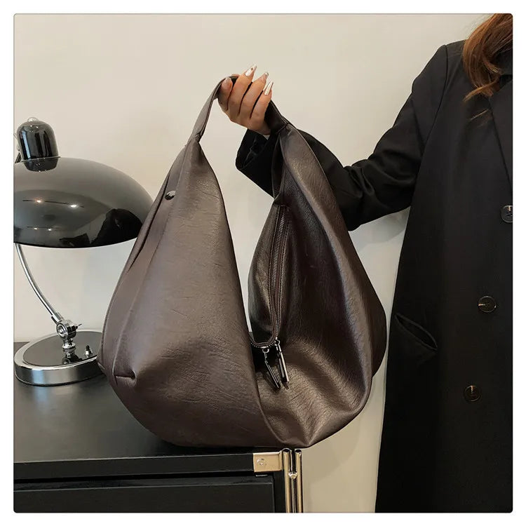 Big Black Shoulder Bag for Women - Large Hobo Soft Leather Crossbody Tote Bag - JStorehub 