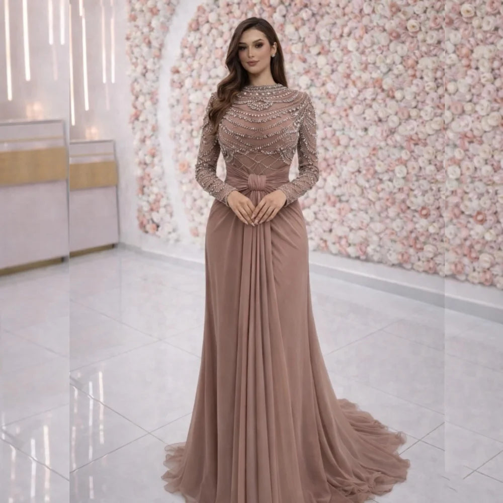 Customized Luxury Rhinestone Trumpet Long Evening Gown - Formal Party Dress - JStorehub 