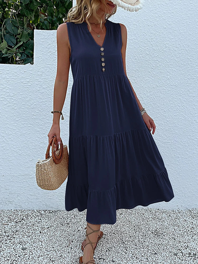Women Dresses: Casual Summer Midi Dress - Salman Store
