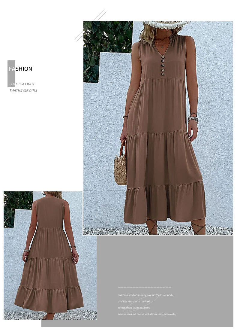 Women Dresses: Casual Summer Midi Dress - Salman Store
