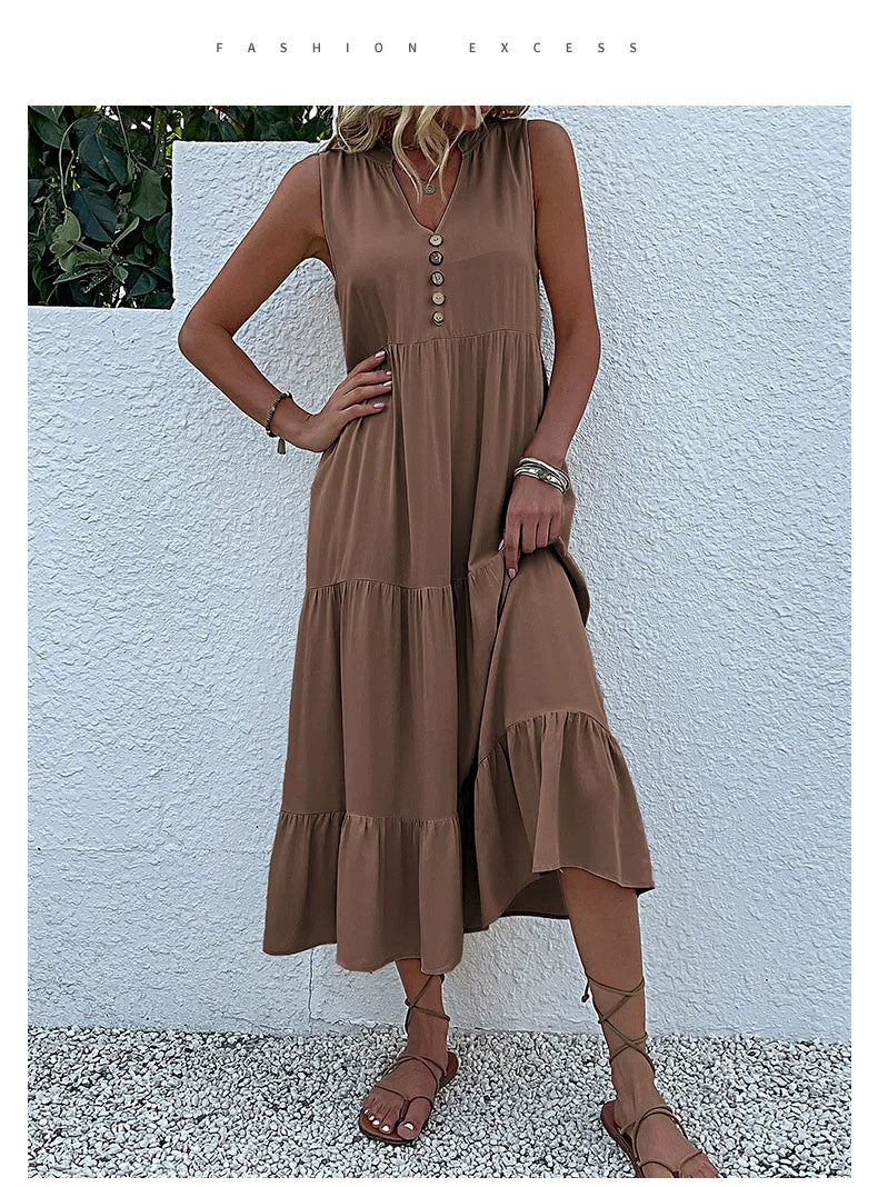 Women Dresses: Casual Summer Midi Dress - Salman Store