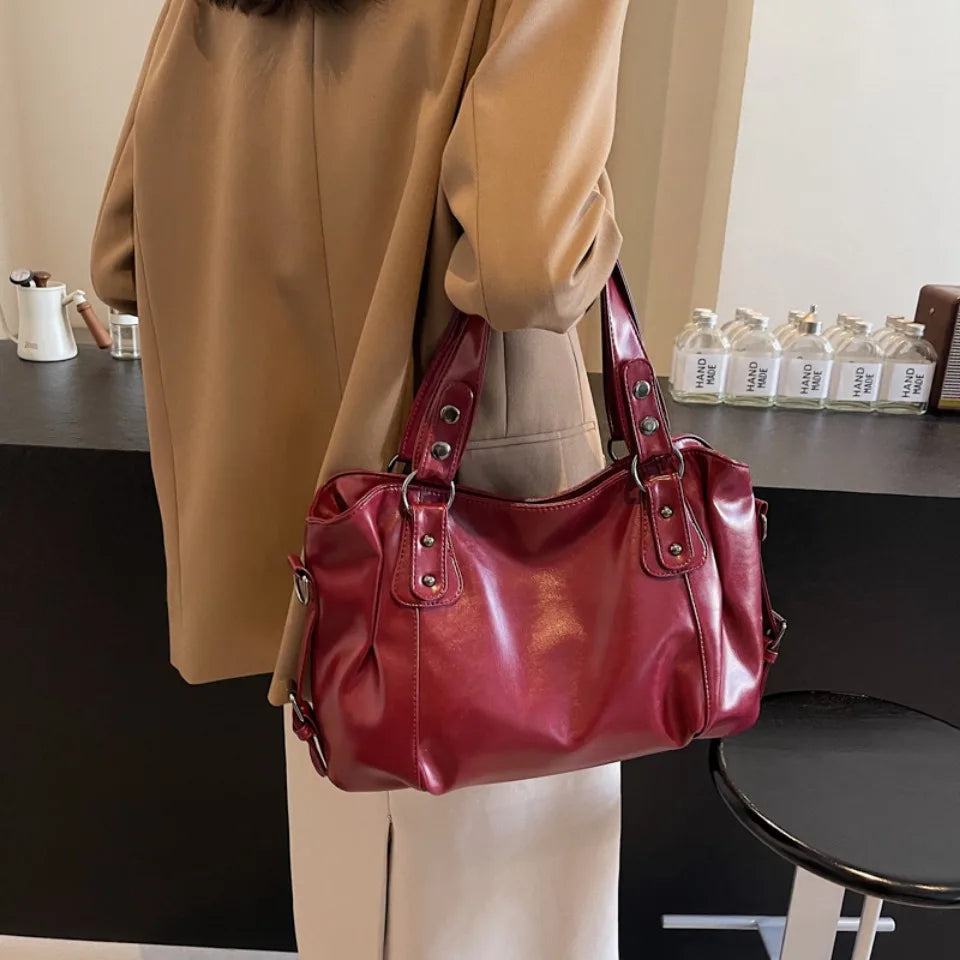 Soft Interior Shoulder Bag 2026 - High Quality Contrasting Color PU Handbag for Wome - JStorehub 