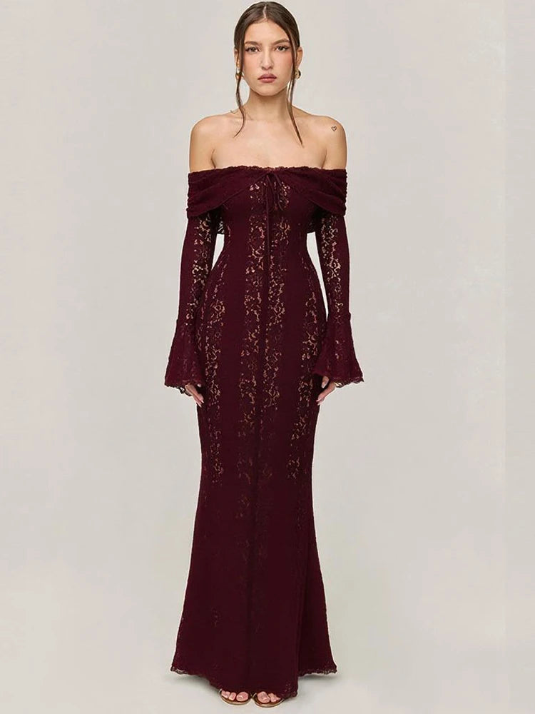 Elegant Off-Shoulder Maxi Dress - Suninheart 2025 Trendsetter
