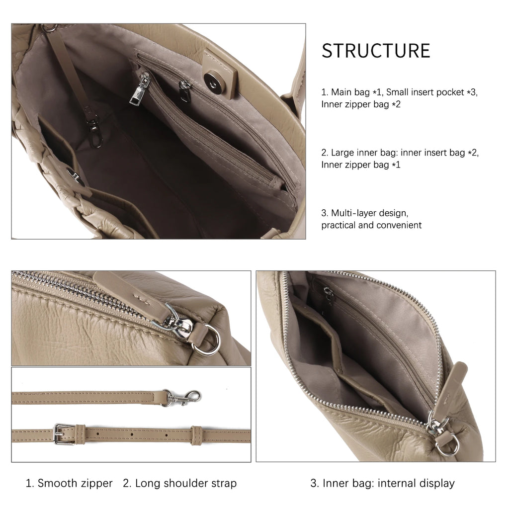ZR Diary Pleated PU Leather Shoulder Bag for Women - Versatile Commuter Messenger Bag - JStorehub 