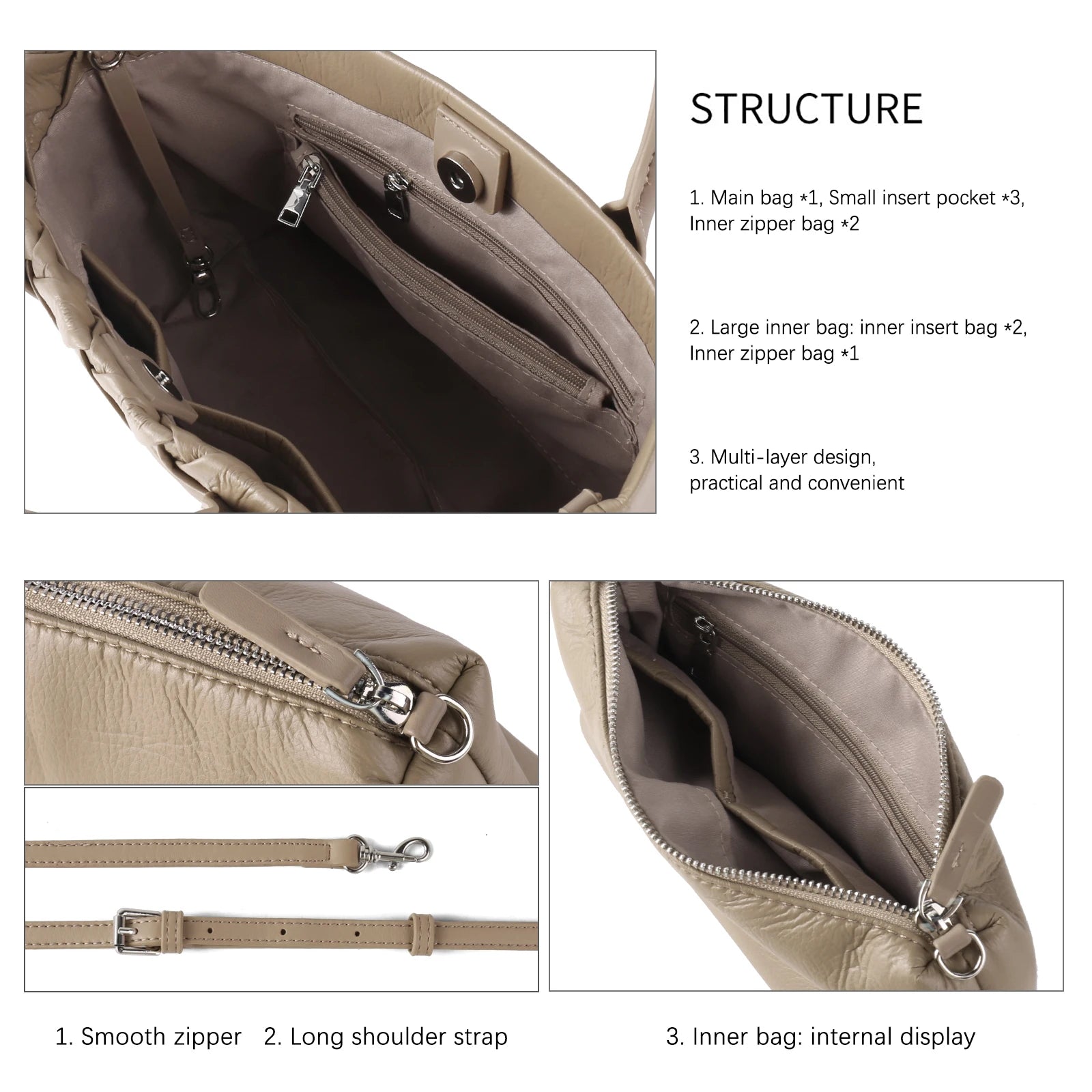 ZR Diary Pleated PU Leather Shoulder Bag for Women - Versatile Commuter Messenger Bag - JStorehub 