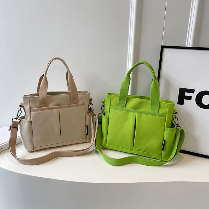 Women's Bag Multiple Pockets Shoulder Bag Large Capacity Canvas - SalmanStore 