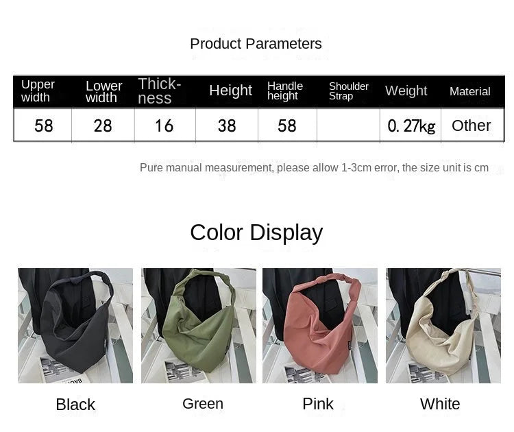 2026 Canvas Tote Bag for Women - Casual Solid Color Shoulder Messenger Bag - JStorehub 
