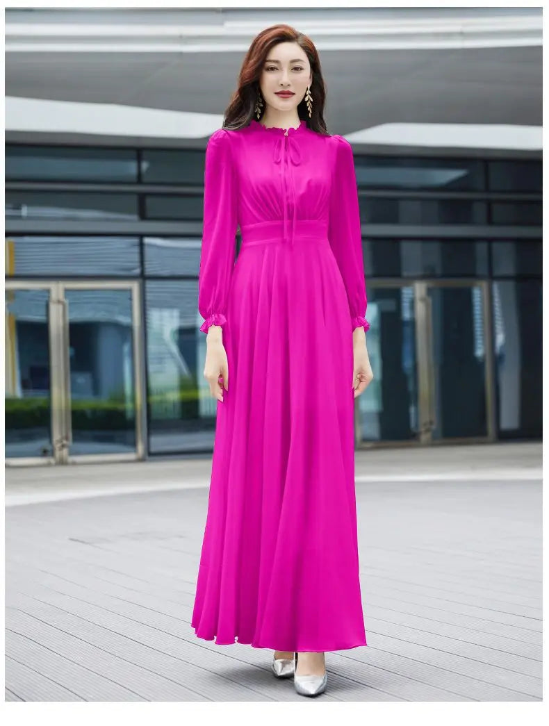 2026 Bohemian Beach Long Chiffon Dress - Elegant Long Sleeve 4XL - JStorehub 