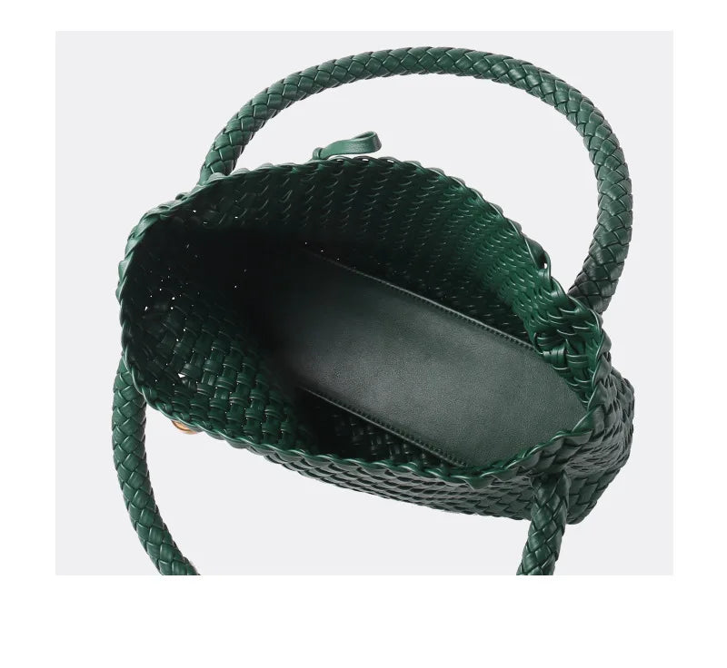 Woven Bag Women PU Leather Single Shoulder Bag - SalmanStore 
