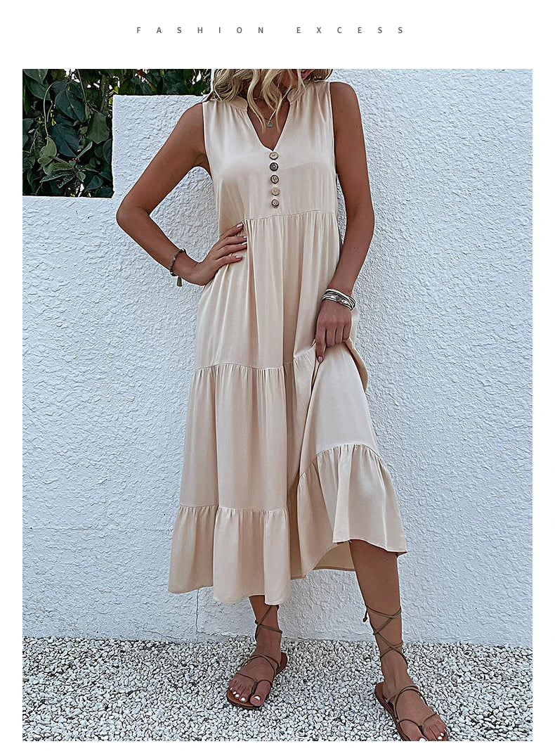 Women Dresses: Casual Summer Midi Dress - Salman Store