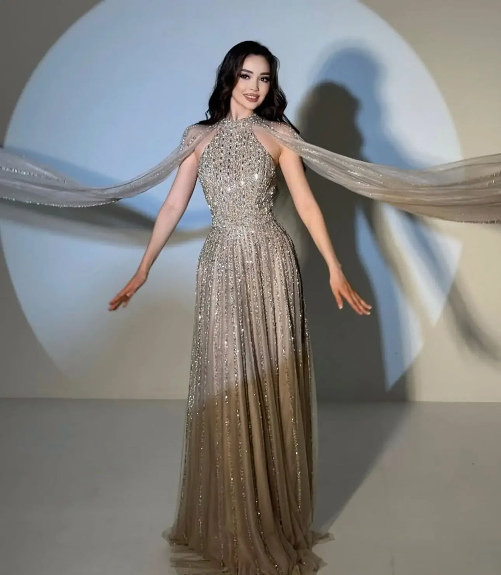 Customized Elegant Off-Shoulder Long Sleeve Prom Evening Dress - JStorehub 