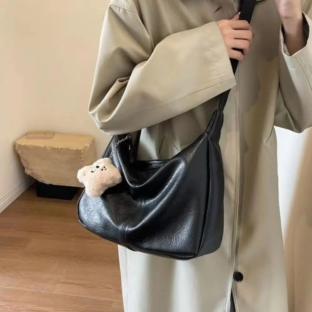 Trendy Slouchy Shoulder Bag for Women - PU Leather Large Capacity Hobo Tote - JStorehub 