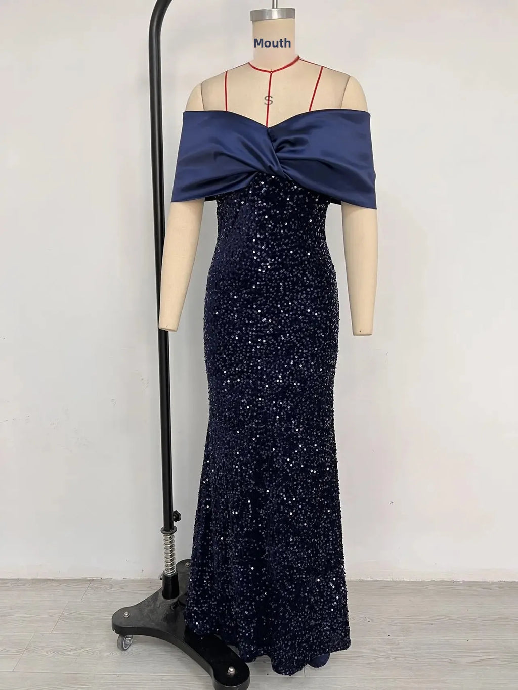 Slim Fit One Shoulder Sequin Evening Gown - A-Line Floor Length Party Dress - JStorehub 