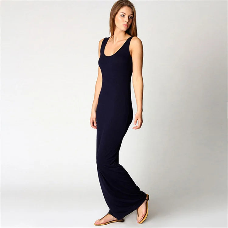 Elegant Women's Maxi Dress - Sleeveless Bodycon for Spring/Summer
