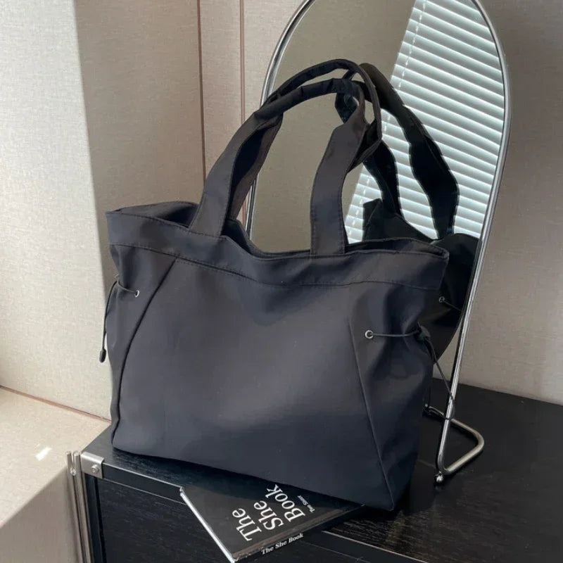 Casual Large Capacity Tote Bag for Women - Simple Aesthetic Drawstring Shoulder Bag - JStorehub 