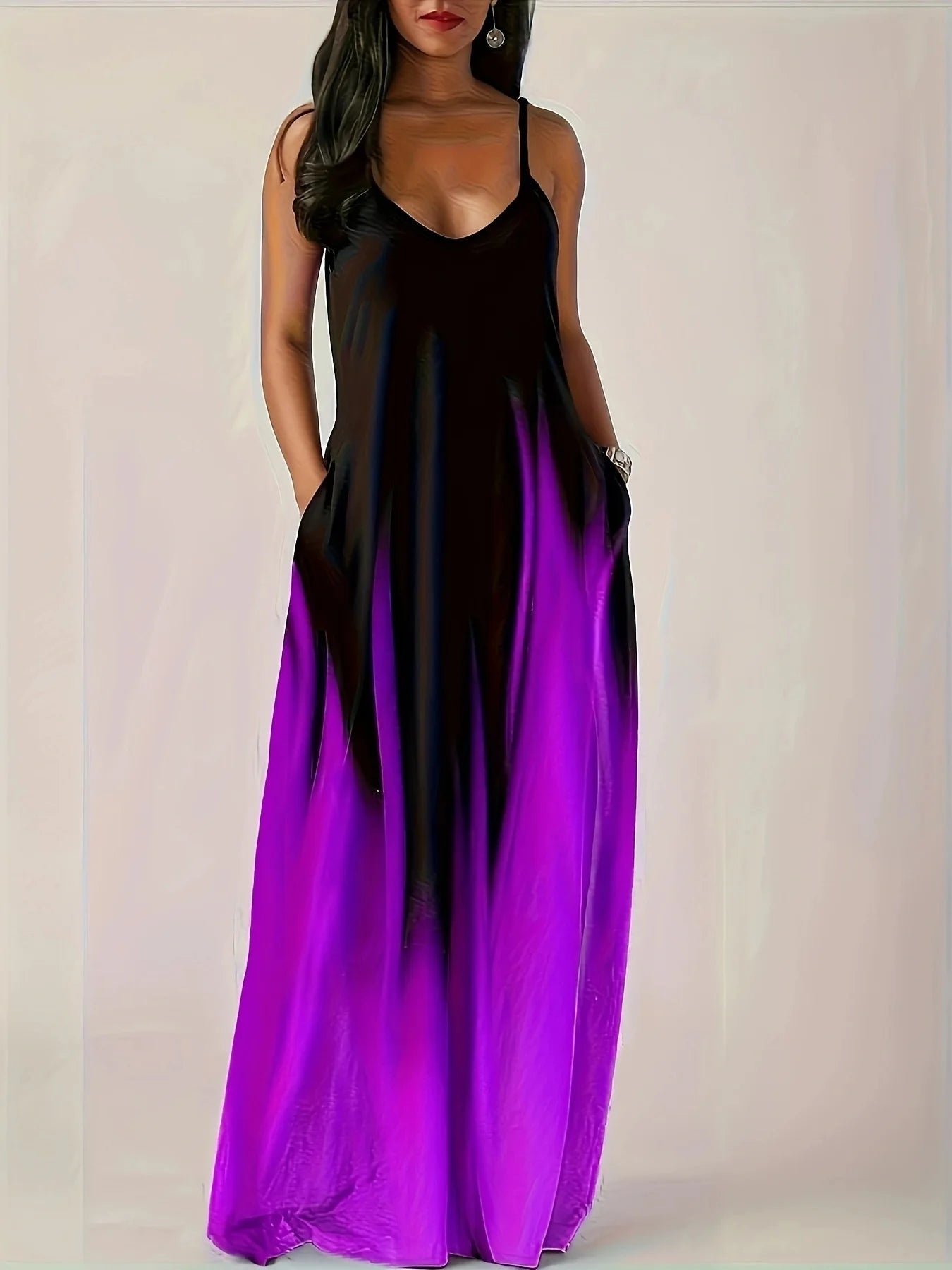 Plus Size Gradient Camisole Long Skirt Set - Temperament Commuting Dress - JStorehub 