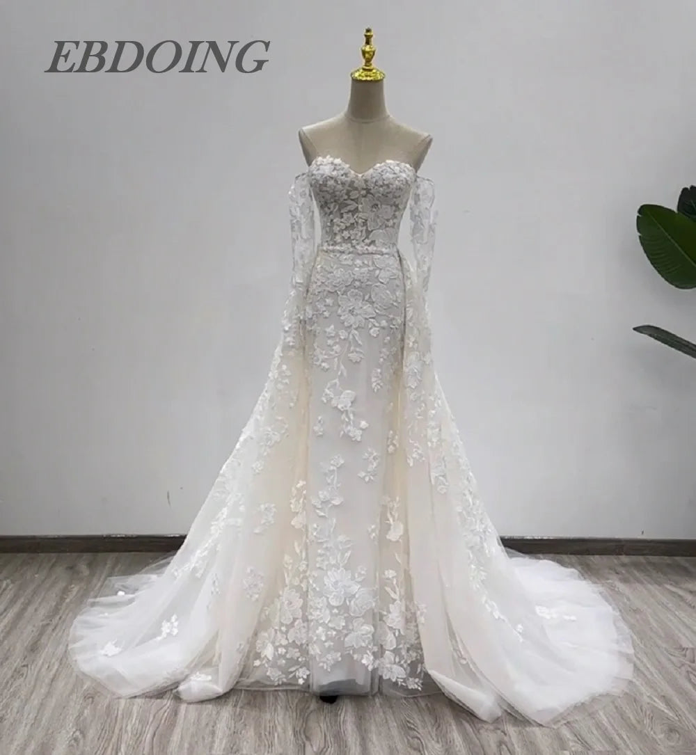 2-in-1 Mermaid Wedding Dress - Sweetheart Neckline Customized Bridal Gown - JStorehub 