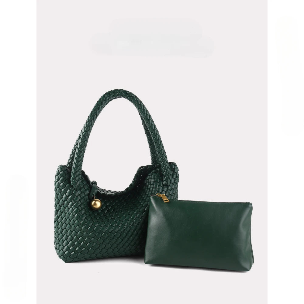 Woven Bag Women PU Leather Single Shoulder Bag - SalmanStore 