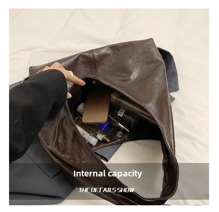 Big Black Shoulder Bag for Women - Large Hobo Soft Leather Crossbody Tote Bag