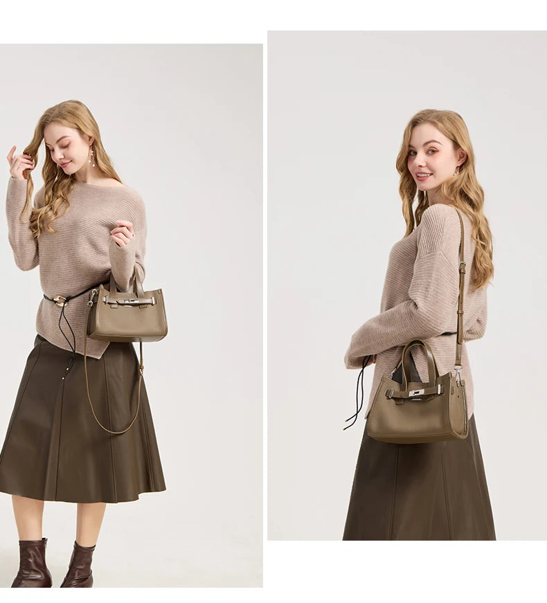 Cowhide Satchel Bag for Women 2026 - Mini Genuine Leather Crossbody Bag - JStorehub 