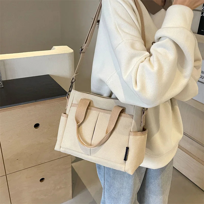 Women's Bag Multiple Pockets Shoulder Bag Large Capacity Canvas - SalmanStore 