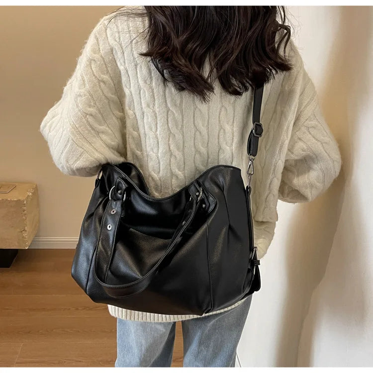 Soft Interior Shoulder Bag 2026 - High Quality Contrasting Color PU Handbag for Wome