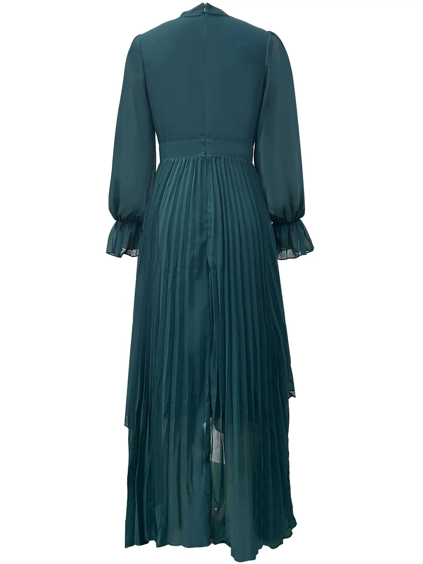 Ruffle Long Sleeve Layered A-Line Dress - Chic Spring Summer Pleated Gown