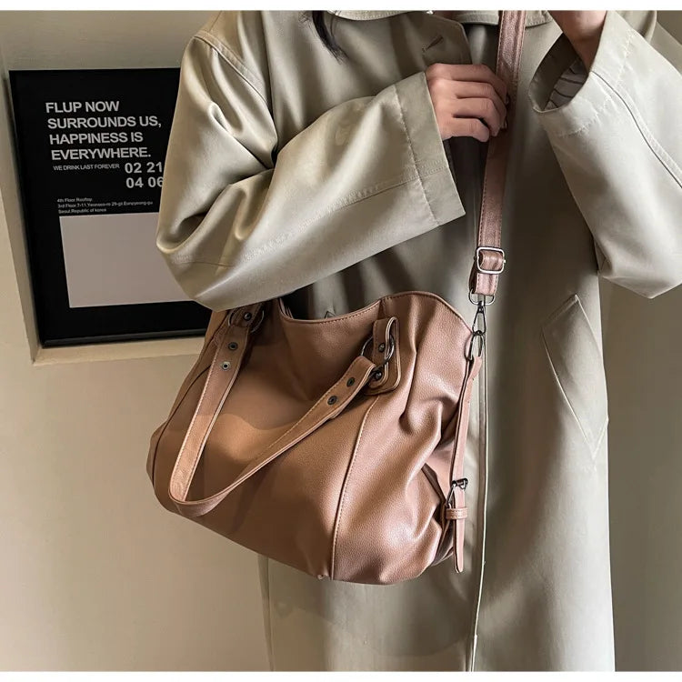 Soft Interior Shoulder Bag 2026 - High Quality Contrasting Color PU Handbag for Wome