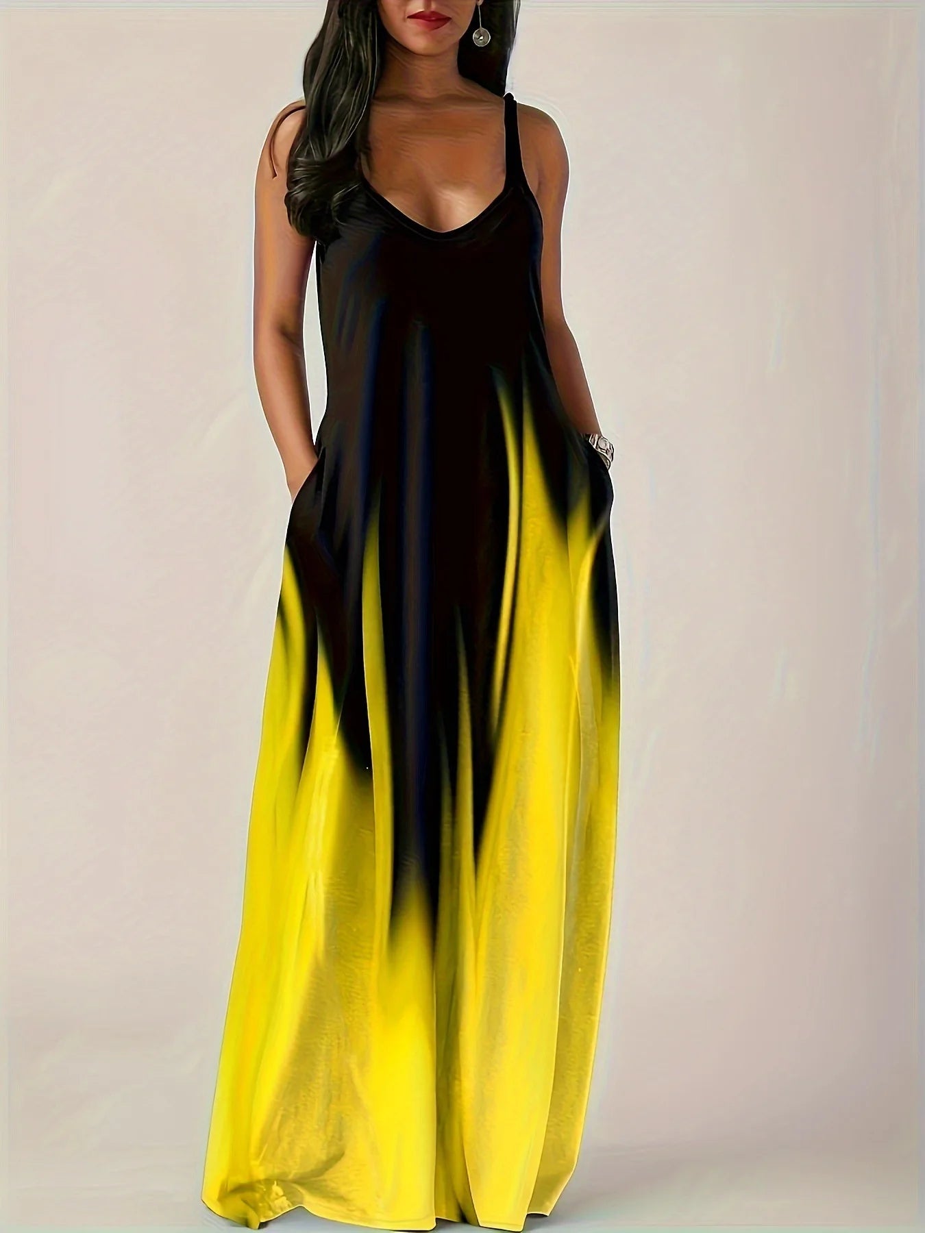 Plus Size Gradient Camisole Long Skirt Set - Temperament Commuting Dress - JStorehub 