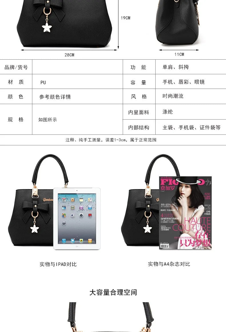 Korean Trendy Bow Shoulder Bag - Large Capacity Messenger Bag for Women - JStorehub 
