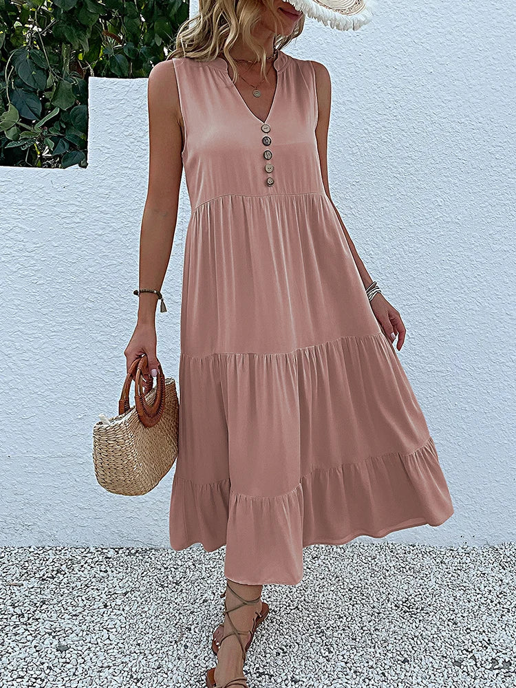 Women Dresses: Casual Summer Midi Dress - Salman Store