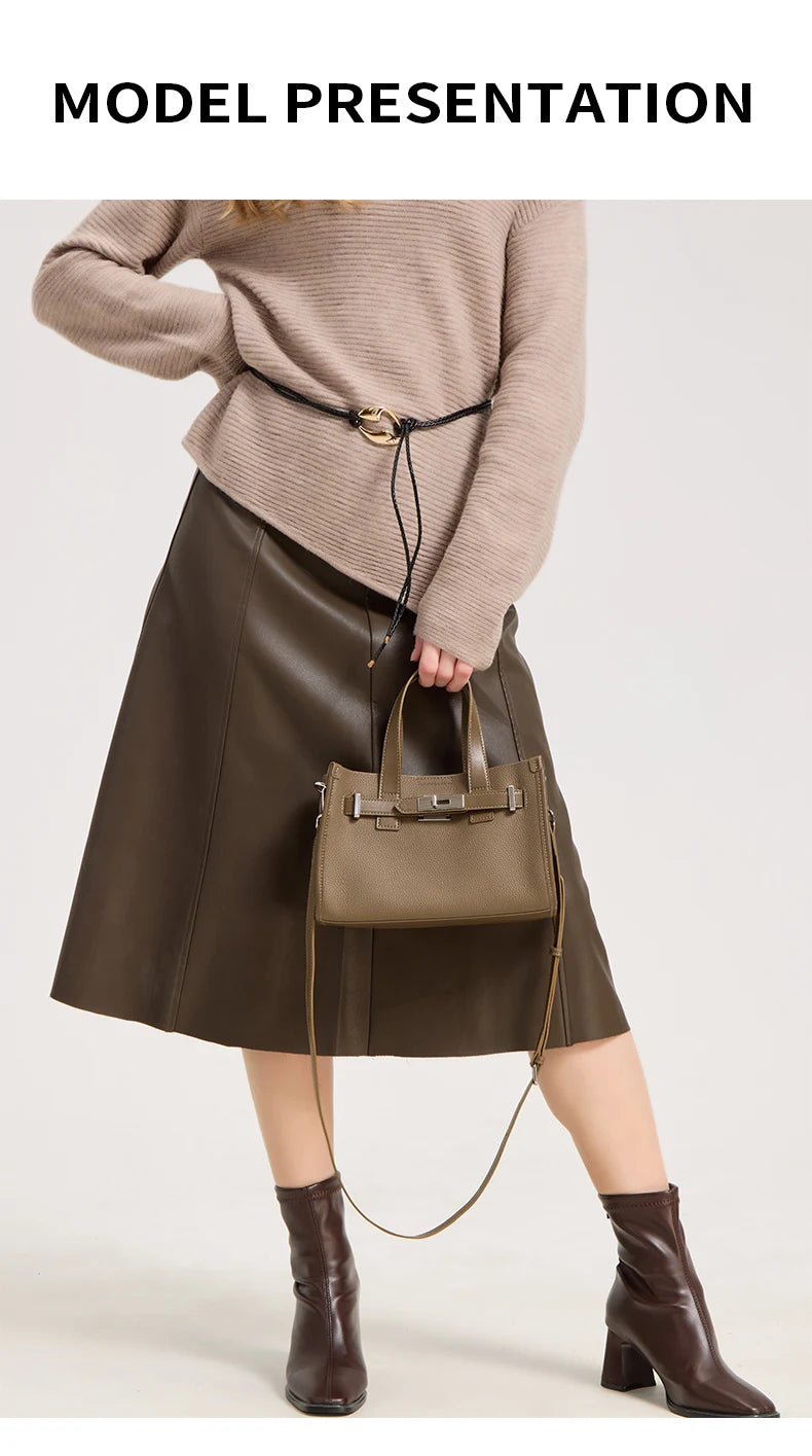 Cowhide Satchel Bag for Women 2026 - Mini Genuine Leather Crossbody Bag - JStorehub 