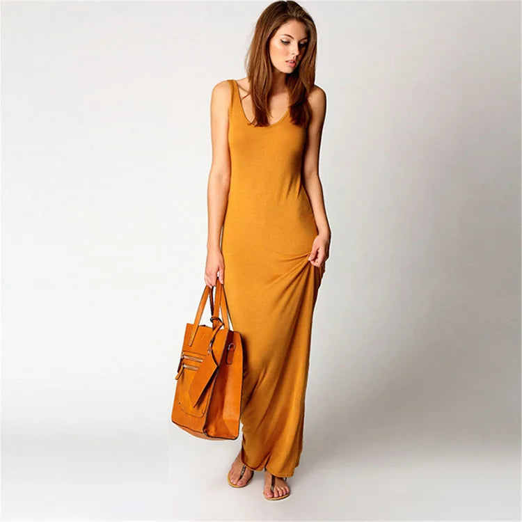 Elegant Women's Maxi Dress - Sleeveless Bodycon for Spring/Summer
