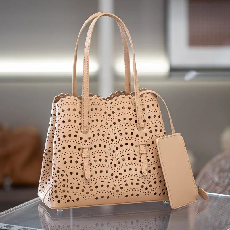Beige Small Tote Shoulder Bag for Women - Handheld Travel Daily Bag