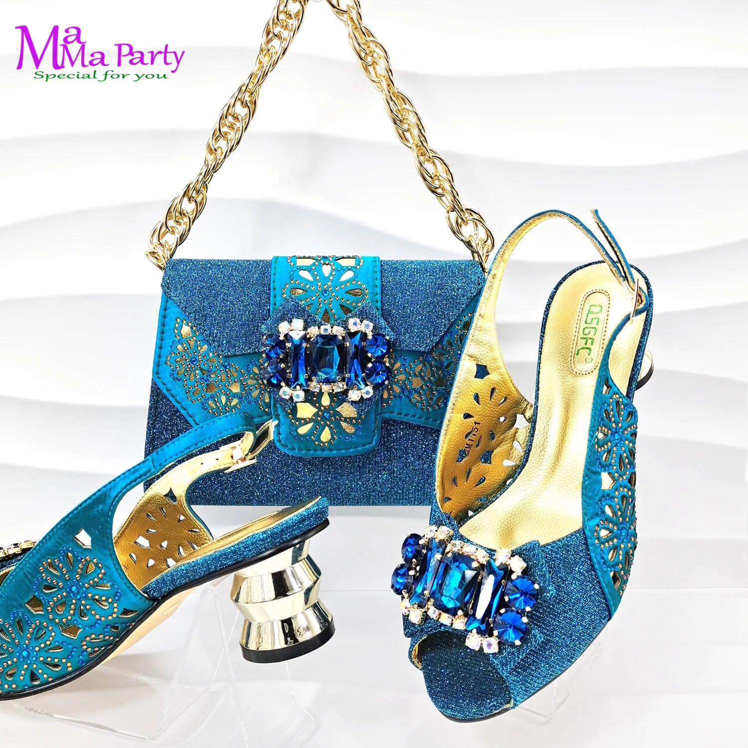 Wine Color Italian Design Shoes & Bag Set - Mid Heels with Crystal for Wedding - JStorehub 