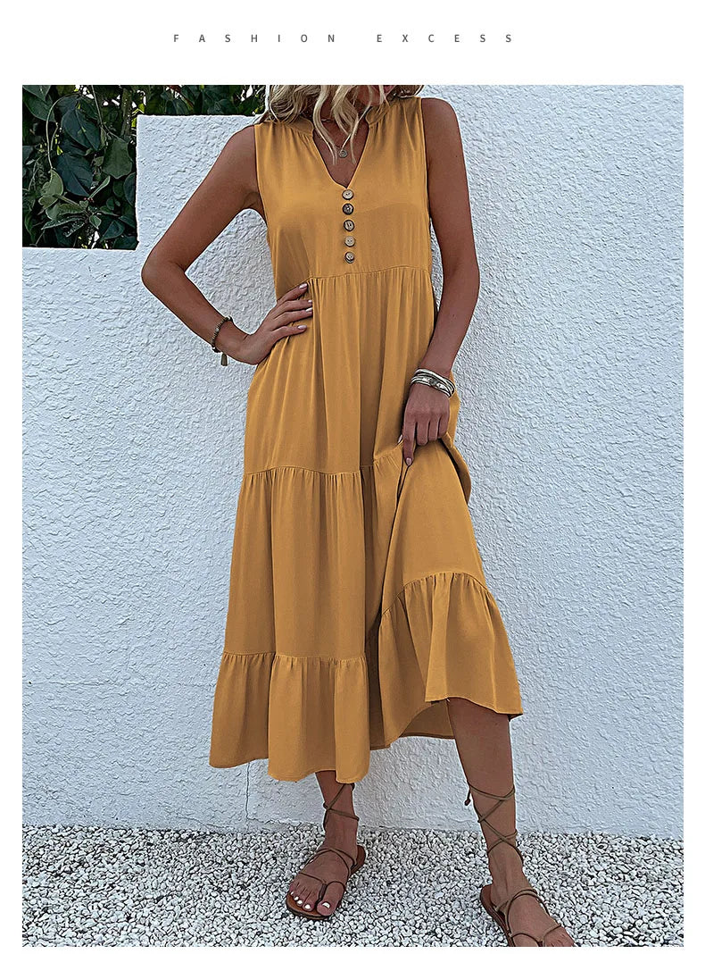 Women Dresses: Casual Summer Midi Dress - Salman Store