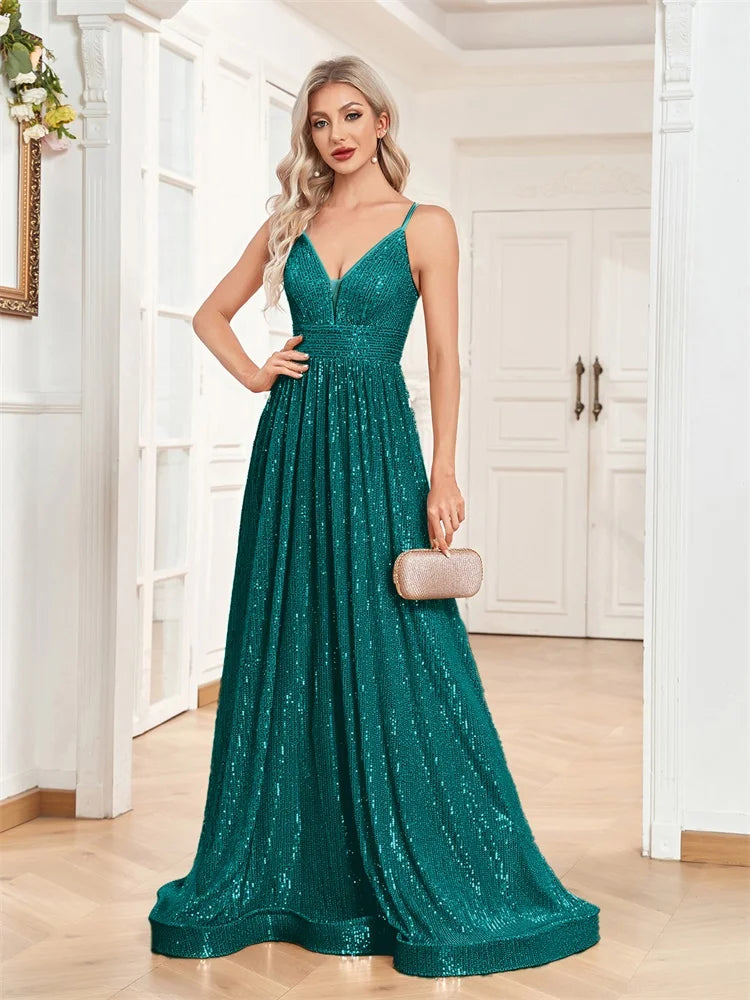 Elegant Backless Sequin Evening Dress - Long Mermaid Formal Gown 2025 - JStorehub 