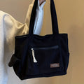 Simple Corduroy Tote Bag for Women - Solid Color Retro Multi-Pocket Shoulder Bag - JStorehub 