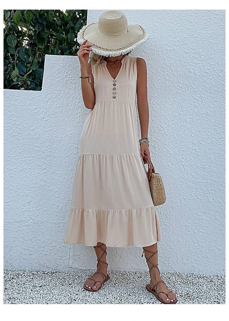 Women Dresses: Casual Summer Midi Dress - Salman Store